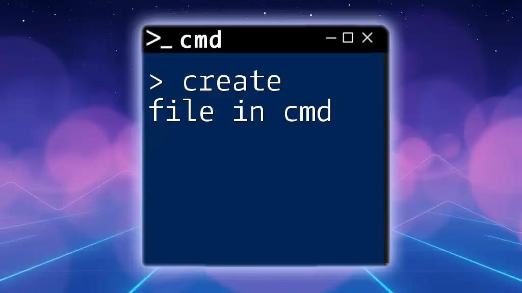 Create File in Cmd: A Quick Guide to Getting Started