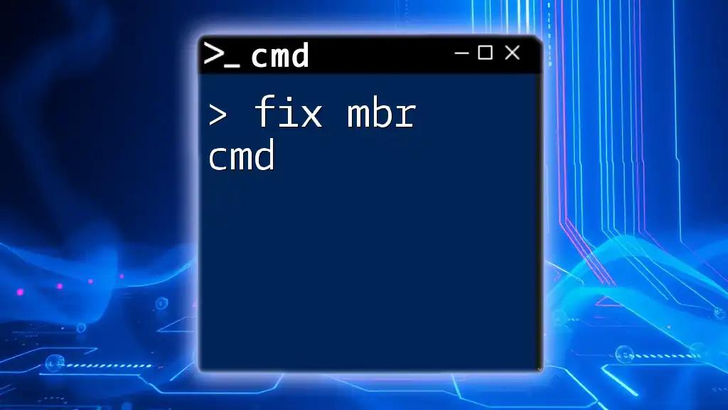 Fix Mbr Cmd: A Simple Guide to Mastering MBR Repair