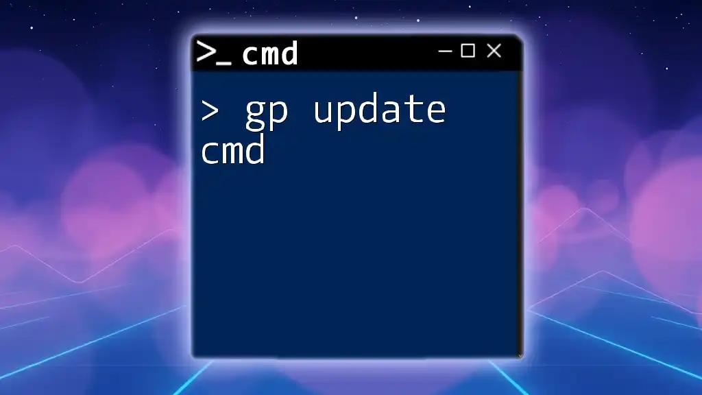 Mastering Gp Update Cmd for Quick System Refreshes