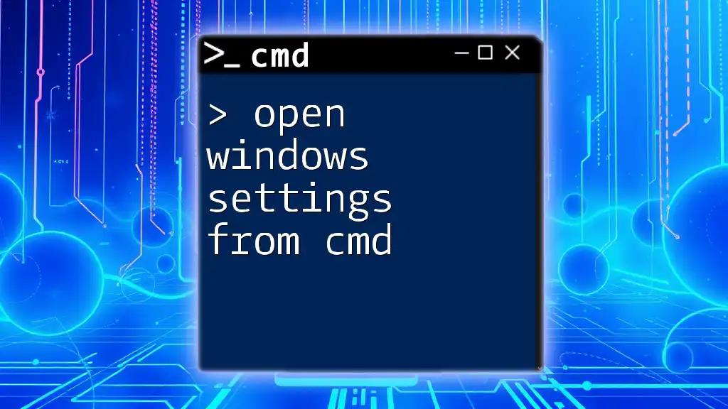 Open Windows Settings from Cmd: Your Quick Guide