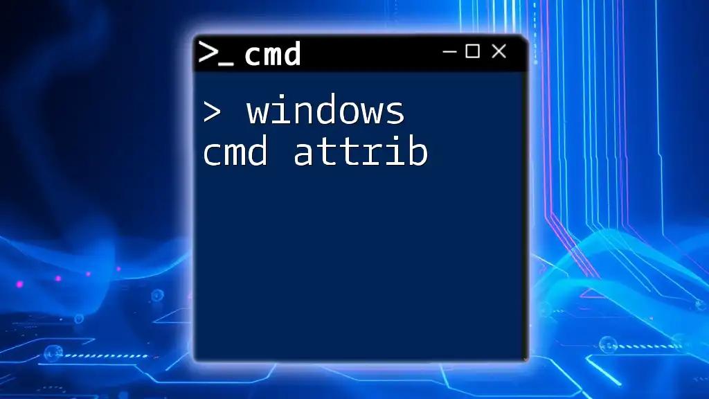 Mastering Windows Cmd Attrib: A Quick Guide