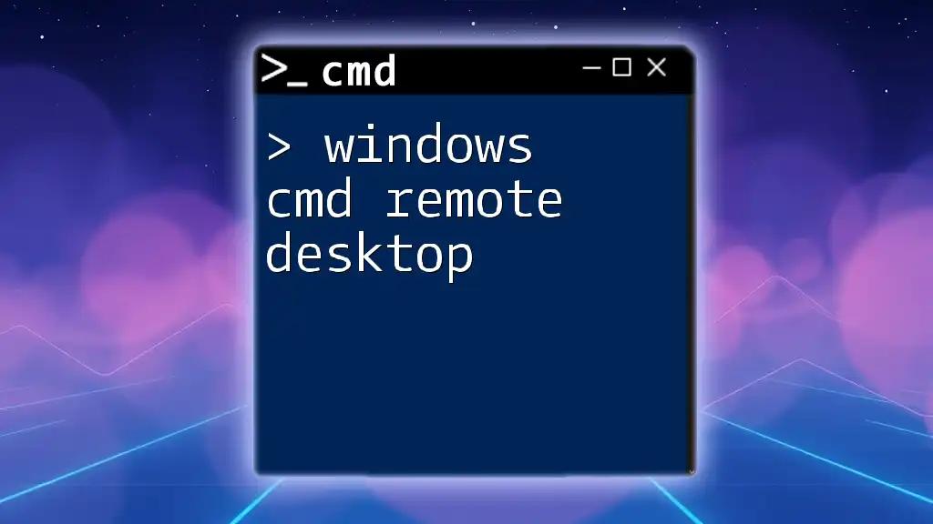 Mastering Windows Cmd Remote Desktop: Quick Command Guide