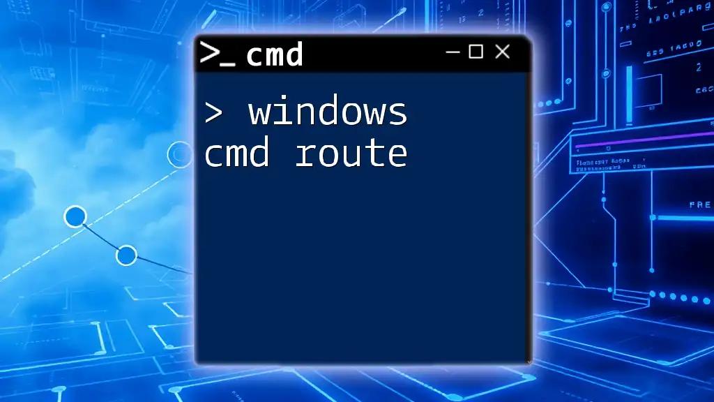 Mastering Windows Cmd Route: A Concise Guide